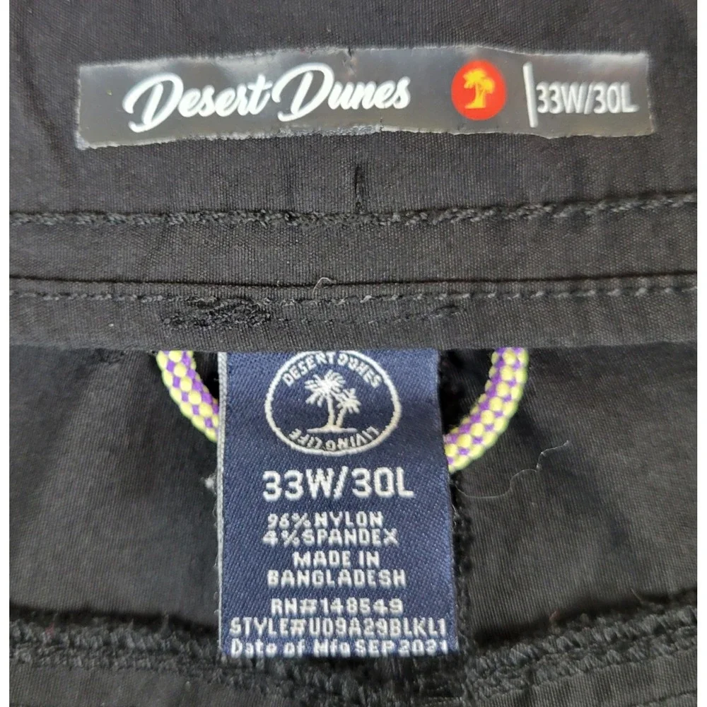 Desert Dunes Mens Black Nylon Spandex Tech Athletic Golf Outdoor Pants 33W 30L - Picture 4 of 9